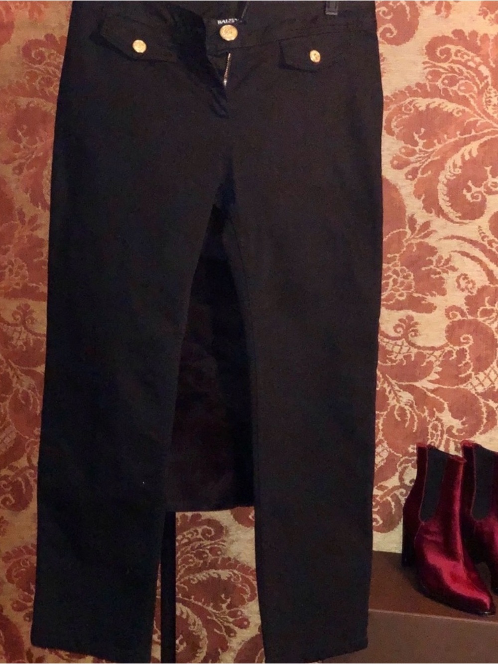 Balmain Black Premium Denim with Gold Buttons